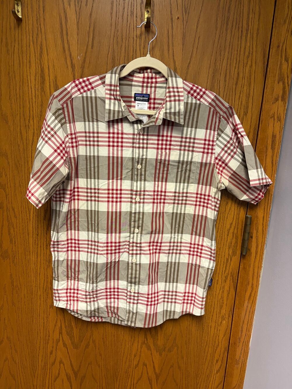 Patagonia Organic Cotton Plaid Button Up Shirt Men's Medium Short Sleeve Hiking